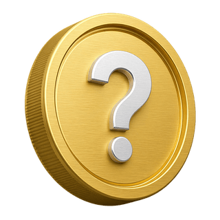 3D-Goldmünze als Dekoration mit einem Fragezeichen auf der FAQ-Seite